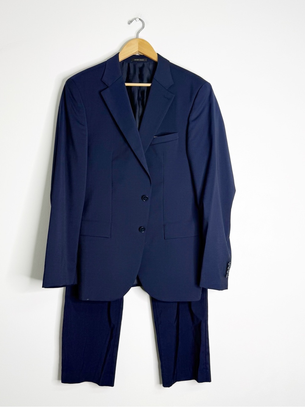 Arturo Calle Men’s Navy Wool Blend 2 Piece Suit 41R Jacket 36 Pants